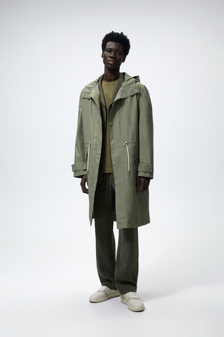 TECHNICAL TRENCH COAT WITH HOOD Sea green ZARA Spain